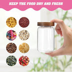 Small Glass Jar with Lids Thicken Glass Coffee Storage Canister Borosilicate Glass Food Containers Bottle for Spice Ground Nut Pasta Sugar Candy Tea (6.7oz（200ml)-1 PACK