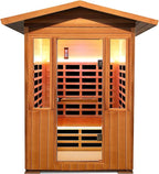 2 Person Outdoor Sauna Infrared Saunas Dry Sauna Room Red Cedar and Canadian Hemlock Wood Wooden Sauna Spa 1800W APP Control 7 Color Light 48.8 * 37 * 87.4inch