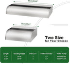 Pool Fountain Waterfall Spillway with Wider Water Flow Platform, Stainless Steel Waterfall with Pipe Connector Kits, Water Feature Spillway for Garden Decor, Patio, Ponds, 11.8"x11.8"x3.9
