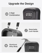Puroma Key Lock Box Outdoor 4 Digit Code Combination Lockbox House, 2 Black | For Contractors Guest Realtor Storage Keys, Portable, Home Wall Mount, Resettable, Combination, Weatherproof, High-capacity