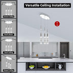 OKELI Dimmable LED 3-Light Pendant Light for Kitchen Island, 18W 1350LM Modern Bubble Crystal Island Light Fixture,6000K, Electro-Chrome, Easy Installation, Round