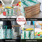 2-Pack Insulated Reusable Grocery Shopping Bags, X-Large Insulated Food/Pizza Delivery Bag for Delivery Drivers, Commercial Food Warmers, Tote Cooler/Thermal Bags for Travel, Picnic
