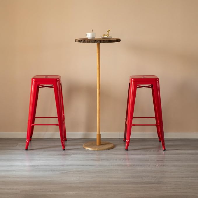 30-inch Backless Metal Bar Stool Stackable Heavy-Duty Counter-Height Chair for Home Bars Patios Kitchen Islands Cafes Restaurants Bistros and Dining Areas for Indoor & Outdoor Use, Red