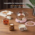 Coffee Mug Warmer Set Smart Electric Heated Cup Beverage Tea Candle Plate | You are Awesome Pink Mug Electric Warmer Set for Office Desk, 4 Temperature Control 8 Hrs Auto Shut Off, Ideal Gift for Women