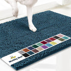 Muddy Mat® Original Dog Door Mat for Muddy Paws, Super Absorbent Microfiber, Non-Slip Washable Pet Rug, Quick Dry Chenille Entryway Carpet, Machine Washable Indoor Outdoor mat, Atlantic Blue 24"x96"