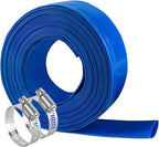 Eastran 3”Diameter x 50ft Blue Backwash Hose for Swimming Pools, 5 inch Width When Pool Hose Lay-Flat,Heavy Duty Discharge Hose Reinforced Pool Drain Hose,Draining Hoses Ideal for Water Transferring