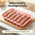 2 Pcs Silicone Sausage Mold with a Set of Silicone Brush Spatula and 25x Pastry Bags, Non-Stick Hot Dog Bun Pan, DIY Handmade Ham Sausage, Hot Dogs Baking Mold for Children's Food with Lid (Pink*2)