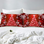 Feelyou Christmas Tree Comforter Set for Children Kids Boys Girls Luxury Chic Xmas Theme Bedding Set Glitter Snowflake Star Comforter Microfiber Red Duvet Set Room Decor Quilt Set Queen Size