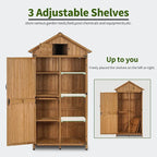 MCombo Large Outdoor Storage Cabinet with 3 Adjustable Shelves, 82 Inches Tall Storage Shed, Wood Garden Shed with Locks for Patio Yard Lawn, 1970