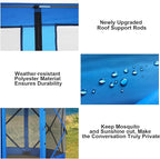 COBlZl Pop Up Gazebo 12x12 Screen House Tent for Camping, Outdoor Instant Stargazing Gazebo Canopy with Awning 2.0, Portable Hub Tent with Removable Sidewalls,Pavilion for Backyard,Blue
