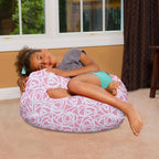 Posh Creations Bean Bag Chair for Kids, Teens, and Adults Includes Removable and Machine Washable Cover, Canvas Roses Pink, 27in - Medium