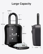 Puroma Key Lock Box Outdoor 4 Digit Code Combination Lockbox House, 4 Black | For Contractors Guest Realtor Storage Keys, Portable, Home Wall Mount, Resettable, Combination, Weatherproof, High-capacity