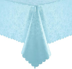 Smiry Rectangle Waterproof Heavy Duty Vinyl Tablecloths, 60 x 102 Inch | Wipeable Washable Floral Embossed Table Cover for Kitchen and Dining Room, Indoor & Outdoor Use, Light Blue