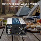 WZRELB 3000W Pure Sine Wave Inverter 24V DC to 110V 120V AC Power Converter with LED Display, Hardwire Terminal,Off-Grid Portable Power Inverter with Dual AC Outlets for Home, RV, Truck, Camping