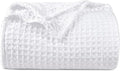 PHF Ultra Soft Waffle Weave Blanket Twin Size 66"x 90"- Washed Lightweight Breathable Cozy Woven Blanket for Bed - Aesthetic Decor for Couch Bedding Sofa Home Car - White