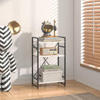 Bookshelf Organizer,3 Tiers Adjustable White Faux Marble Small Bookcase for Small Space,Industrial Wooden Storage Bookcase Display Rack and Storage Organizer for Living Room Home Office