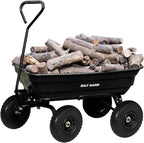 BILT HARD 4 Cu.Ft. 10" No-Flat Tires Poly Yard Dump Cart with 180° Rotating Handle, 600 lbs Capacity Heavy Duty Garden Carts and Wagons