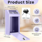 Yaocom Safe Metal Cash Box for Farm Stand – Money Drop and Secure Donation Collection, Wall Mount Lockable Unit with Pre Drilled Holes for Outdoor Self Serve(Morandi Purple,10.2 x 5.7 x 2.8 Inch)