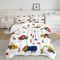 CVHOUSE Tractor Bedding Sets for Boys,Excavators Comforter Queen,Boys Cartoon Truck Comforter Set,Trucks Tractors Cars Quilt Set with 1 Comforter and 2 Pillow Cases- 3 Piece