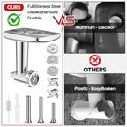 GVODE Stainless Steel Meat Grinder for KitchenAid Mixer, with Burger Press | Dishwasher Safe, Meat Grinder Attachment for KitchenAid Stand Mixer Includes 4 Grinding Plates, 3 Sausage Tubes, 2 Blades