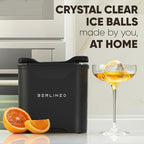 Berlinzo Ice Ball Maker Mold - 2 Clear 2.4in Whiskey Spheres, Non-Electric
