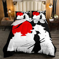 Erosebridal Samurai Comforter Set Twin Size, Sunset Print Down Comforter, Japan Quilted Duvet, Building Silhouette Breathable Quilt Set, Japanese Ukiyoe Bedding Set, Ultra Lightweight