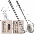 [5 Sets] [Made in Korea] Korean Sticky Rice Spoon Chopsticks Set Gold Titanium Plating 304 Stainless Steel Tableware Cutlery Set Mukbang Chopsticks (Stone Wall, 5 Sets)