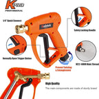 Short Pressure Washer Gun with Swivel 5200 PSI，Power Washer Gun Compatible with Foam Cannon - Car Wash Foam Gun-1/4 Quick Connector, with Nozzle Tips (MRP-003-Spray Gun-A)