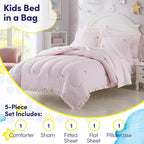 Kids Bedding Set Bed in a Bag for Boys and Girls Toddlers Printed Sheet Set and Comforter, Twin, Rainbow Unicorn (Pack of 4)