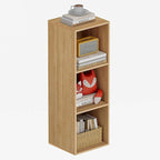 Book Shelf, Wooden Cube Storage Organizer with 11" Open Cubes, Stackable Modular Bookcase for Room Divider Storage, 3 Tier Bookshelf for Living Room, Bedroom, Office (Oak, 3-Cube)