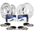 Detroit Axle - Brake Kit for 03-06 Acura MDX, Front and Rear Drilled & Slotted Disc Brake Rotors Ceramic Brake Pads 2003 2004 20