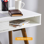 GAOMON Modern Home Office Writing Desk, 42 Inch Computer Table Desk with Drawers, Simple Mid Century Modern Desk, White