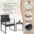 FDW Wicker Patio Furniture 3 Piece Patio Set Chairs Bistro Set Outdoor Rattan Conversation Set for Backyard Porch Poolside Lawn