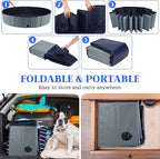 Foldable Dog Pool, Portable Pet Bath Tub and Kiddie Swimming Pool, Collapsible Bathtub for Puppies, Small, Medium and Large Dogs, Cats and Kids, 32 x 8 in, Gray