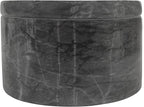 Fox Run Black Marble Double Salt Cellar Black 4” x 4” x 2.5” | Store Herbs, Spices Jewlery & More | Beautiful Black Marble Salt Holder With Lid | Two Compartments For Easy Storage