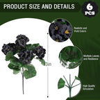 Hananona 6 Bundles Artificial Geranium Flowers for Outdoors Black Silk Geranium Flowers Outdoor UV Resistant Plants Faux Black Flower for Home Kitchen Halloween Table Centerpieces Decor (6, Black)