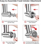 Stainless Steel Meat Grinder Attachment for KitchenAid Stand Mixer,Meat Grinder for KitchenAid Mixer Includes 3 Sausage Stuffer Dishwasher Safe Attachment by Gvode | Dishwasher Safe, Meat Grinder Attachment for KitchenAid Stand Mixer Includes 4 Grindin...