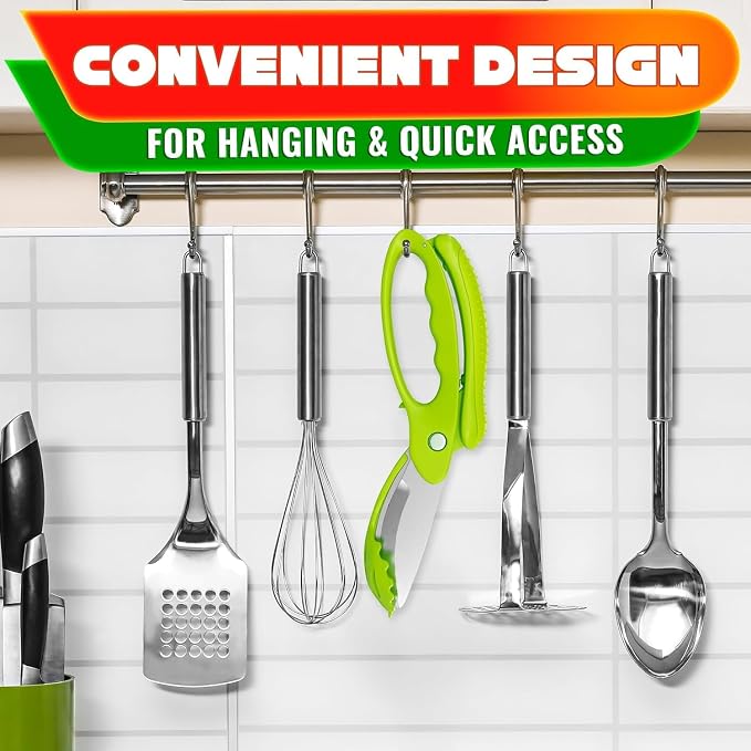 Salad Scissors for Chopped Salad, Two-Blade, Spring-Loaded System | 8.9" Salad Chopper Scissors for Fast Double Cutting; Chops Lettuce, Veggies, and Fruits; Non-Slip Handle; Anti-Slash Head