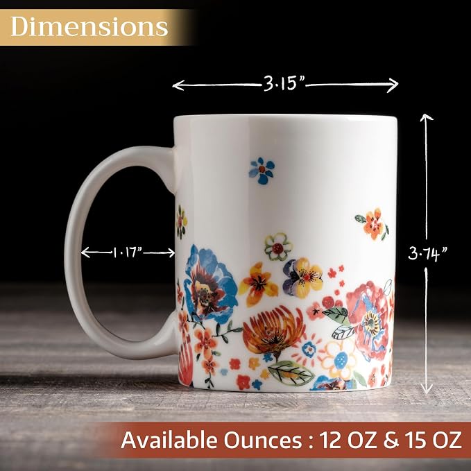 Maison d' Hermine Coffee Mug with Handles Tea Cups (12 Ounce, Pack of 1)