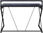 OSP Home Furnishings Emulator Battlestation Gaming Desk with RGB LED Lights, Black