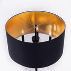 Wellmet Black Crystal Drum Shade Floor Lamp, 6 Light Black Gold Shade, Candle Base, for Living Room, Bedroom, Reading Room, Hallway, Corridor