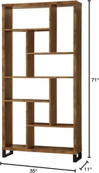 Coaster Home Furnishings Delwin 10-Shelf Bookcase Antique Nutmeg