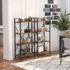 BON AUGURE Industrial 4 Tier Bookshelf, Modern Open Shelving Unit Book Shelves, Heavy Duty Etagere Bookcase, Wood Metal 4 Shelf Book Case for Office, Living Room and Bedroom (Vintage Oak)