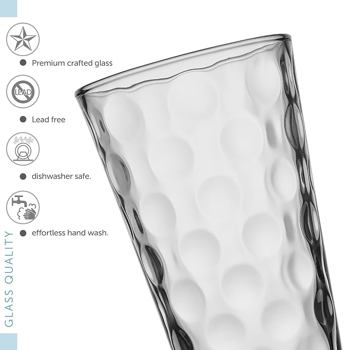 Melrose 24-Piece Family Drinking Glasses Set - Everyday Drinking Glassware Set with Highball Cooler, DOF, Juice Glasses and Shot Glasses - 6 Each Free Replacement for Damaged Glasses During Shipping