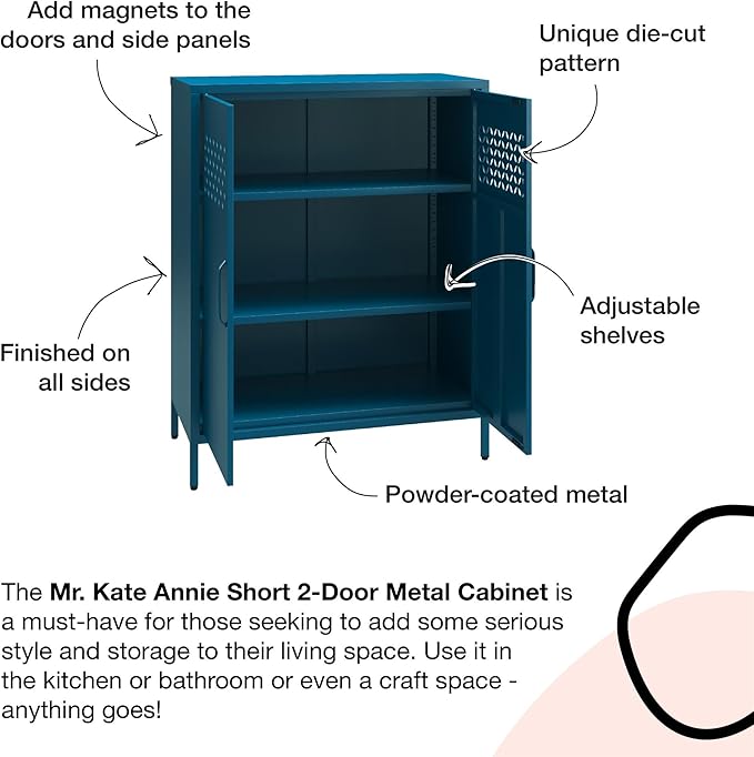 Mr. Kate Annie Short Metal 2 Door Cabinet, Sunny Yellow