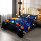 Solar System Comforter Set Twin Galaxy Bedding Set Outer Space Down Comforter Kids Boys Girls Starry Sky Universe Planets Duvet Set Room Decor Super Soft Astronomy Quilt Duvet Insert, Blue