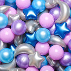 GOGOSO Ball Pit Balls Stars Moon Shapes Plastic Pitballs for Toddler Play Tent Baby Photo Props Kids Pool Water Toys Kiddie Pool Party Decor,Pearl Blue+Pearl Purple+Purple Gray,100PCS
