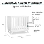 DaVinci Otto 3-in-1 Convertible Mini Crib with 4" Mattress in White, Greenguard Gold Certified