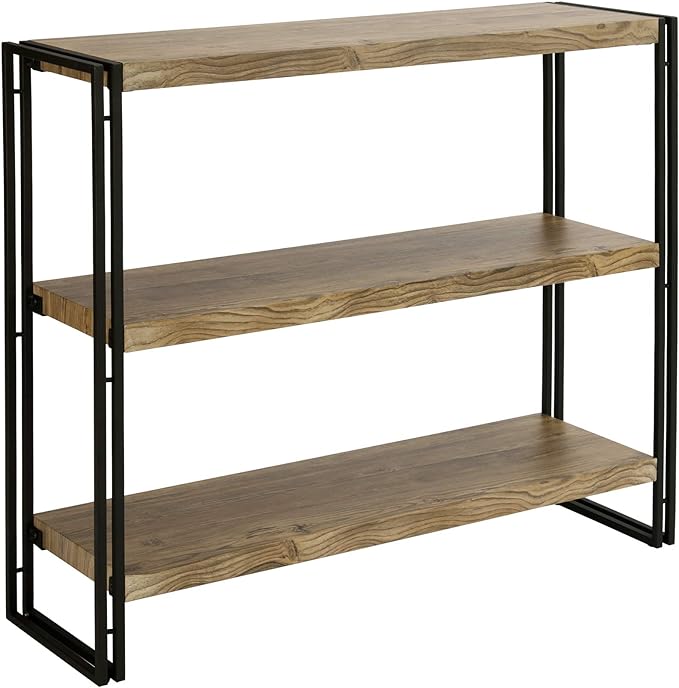 3 Tier Bookshelf Rustic Industrial Bookcase with Modern Open Wood Shelves, Sonoma Oak
