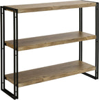 3 Tier Bookshelf Rustic Industrial Bookcase with Modern Open Wood Shelves, Sonoma Oak